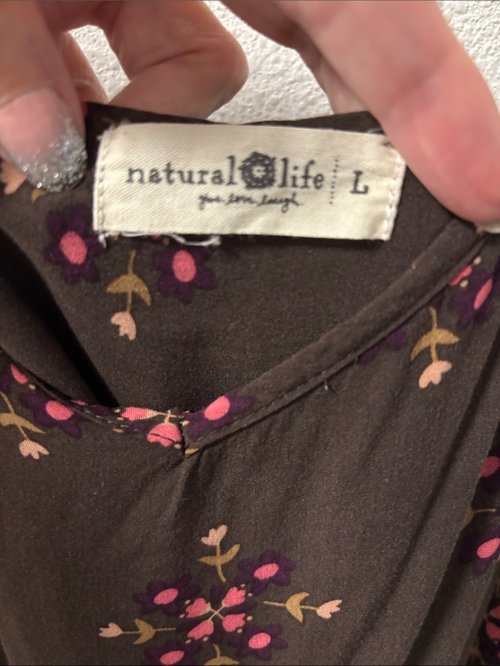 NATURAL LIFE Brown Jumpsuit with Pink Printed Hem - Picture 2 of 6
